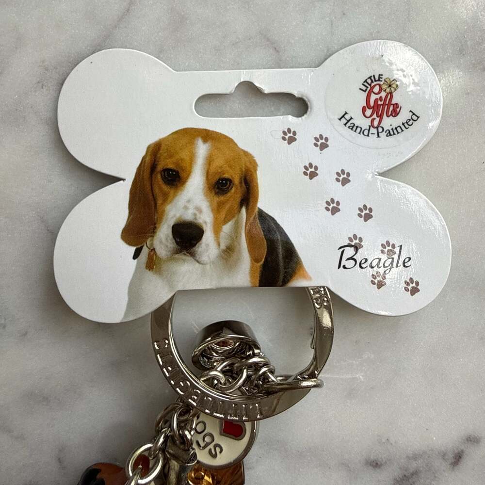 Little Gifts Hand-Painted Beagle Dog Charm Keychain – New with Tag